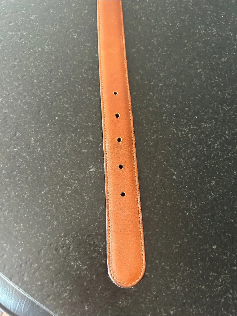 Coach Men's Burgundy Leather Belt with Gold-Tone Buckle and Tan Interior